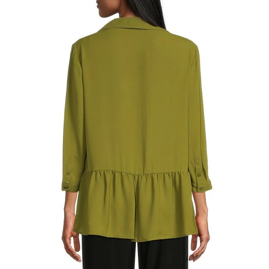 Brand new 🤩 Investments Woven Y-Neck 3/4 Sleeve Flounce Hem Top Avocado 🎉 5 Brand new 🤩 Investments Woven Y-Neck 3/4 Sleeve Flounce Hem Top Avocado 🎉 - Image 5