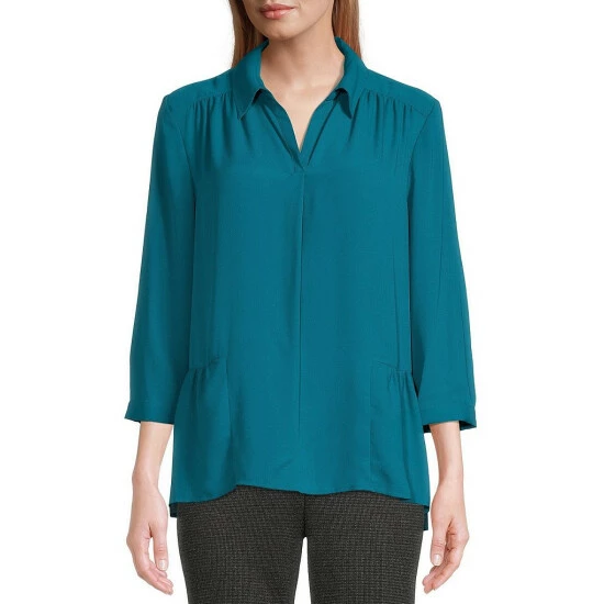 Brand new 🤩 Investments Woven Y-Neck 3/4 Sleeve Flounce Hem Top Avocado 🎉 7 Brand new 🤩 Investments Woven Y-Neck 3/4 Sleeve Flounce Hem Top Avocado 🎉 - Image 7