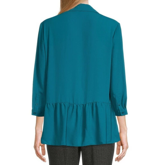 Brand new 🤩 Investments Woven Y-Neck 3/4 Sleeve Flounce Hem Top Avocado 🎉 8 Brand new 🤩 Investments Woven Y-Neck 3/4 Sleeve Flounce Hem Top Avocado 🎉 - Image 8