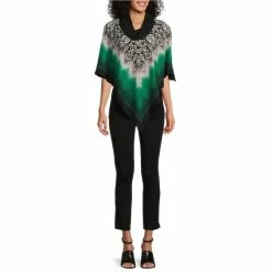 Buy 😍 Slim Factor By Investments Ikat Print Cowl Neck 3/4 Sleeve Layered Poncho Ikat Scarf Print 🤩 -Investments Shop unnamed file 1502