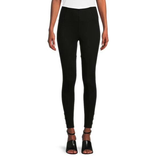 Discount ✔️ Slim Factor By Investments No Waist Gold Crest Button Embellished Hem Riding Pants Black ✔️ 1 Discount ✔️ Slim Factor By Investments No Waist Gold Crest Button Embellished Hem Riding Pants Black ✔️