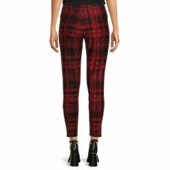 Hot Sale ❤️ Slim Factor By Investments No Waist Plaid Print Stretch Leggings Red Plaid 👍 -Investments Shop unnamed file 152