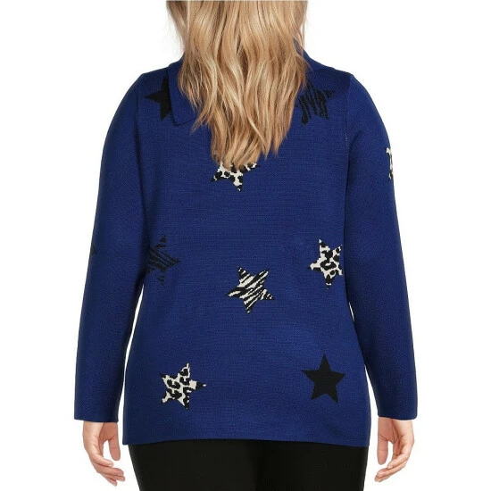 Budget ๐ Investments Plus Size Blue Stars Print Long Sleeve Envelope Neck Sweater ๐ 2 Budget ๐ Investments Plus Size Blue Stars Print Long Sleeve Envelope Neck Sweater ๐ - Image 2