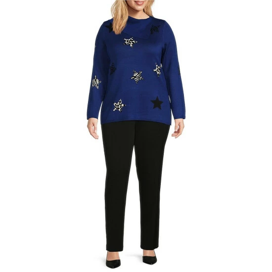 Budget ๐ Investments Plus Size Blue Stars Print Long Sleeve Envelope Neck Sweater ๐ 3 Budget ๐ Investments Plus Size Blue Stars Print Long Sleeve Envelope Neck Sweater ๐ - Image 3
