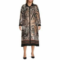 New 💯 Slim Factor By Investments Plus Size Animal Collage Print Point Collar Neck 3/4 Roll-Tab Sleeve Duster Top ⌛ -Investments Shop unnamed file 1531