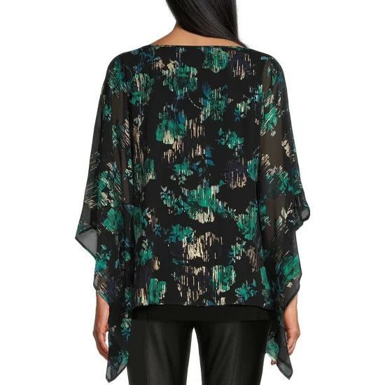 Top 10 ๐ Slim Factor By Investments Gold Foiled Floral Print Boat Neck 3/4 Sleeve Layered Tunic Poncho Gold Floral ๐ 2 Top 10 ๐ Slim Factor By Investments Gold Foiled Floral Print Boat Neck 3/4 Sleeve Layered Tunic Poncho Gold Floral ๐ - Image 2