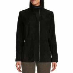 Cheap 🔔 Investments Genuine Suede Leather Stand Collar Long Sleeve Hidden Zip Front Jacket Windsor Wine ✨ -Investments Shop unnamed file 156