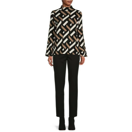 Outlet ❤️ Investments Petite Size Brick Print Long Sleeve Funnel Mock Neck Sweater Blue Brick ⌛ 6 Outlet ❤️ Investments Petite Size Brick Print Long Sleeve Funnel Mock Neck Sweater Blue Brick ⌛ - Image 6