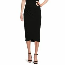 Investments Shop 31 Wholesale 🎁 Investments Petite Size Soft Separates Pull-On Tulip Hem Midi 👗 Skirt Black 😍