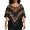 New 🌟 Slim Factor By Investments Plus Size Animal Print Round Neck 3/4 Sleeve Poncho Animal Link 🥰