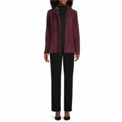 Cheap 🔔 Investments Genuine Suede Leather Stand Collar Long Sleeve Hidden Zip Front Jacket Windsor Wine ✨ -Investments Shop unnamed file 159