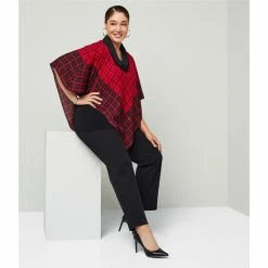 Flash Sale 🎉 Slim Factor By Investments Plus Size Cowl Neck 3/4 Sleeve Tweed Print Poncho Tweed Scarf 😉 -Investments Shop unnamed file 1620