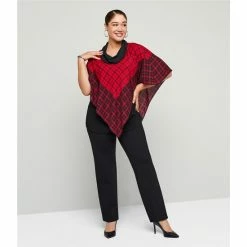 Flash Sale 🎉 Slim Factor By Investments Plus Size Cowl Neck 3/4 Sleeve Tweed Print Poncho Tweed Scarf 😉 -Investments Shop unnamed file 1621