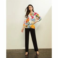 Best Pirce 🎁 Investments Multi Brush Knit Pleated Tie Split V-Neck 3/4 Sleeve Top 🛒 -Investments Shop unnamed file 1661