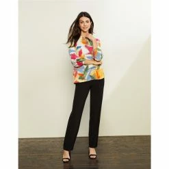 Best Pirce 🎁 Investments Multi Brush Knit Pleated Tie Split V-Neck 3/4 Sleeve Top 🛒 -Investments Shop unnamed file 1662