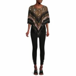 Outlet ⌛ Slim Factor By Investments Animal Print Round Neck 3/4 Sleeve Poncho Animal Link ❤️ -Investments Shop unnamed file 1665