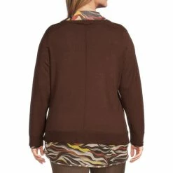 Outlet 👏 Investments Plus Size Long Sleeve V-Neck Two-Fer Top Chicory Coffee ❤️ -Investments Shop unnamed file 1671