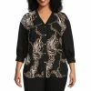 Top 10 ✨ Slim Factor By Investments Plus Size Chain Print V-Neck 3/4 Sleeve Button Front Blouse Scattered Chains 🎉