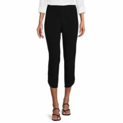 Deals 🔥 Investments Petite Size Soft Separates Crop Straight Leg Tulip Hem Pull-On Pants Black 🛒