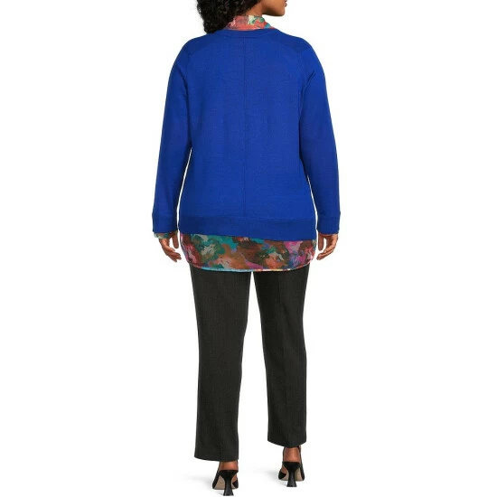 Outlet 🎉 Investments Plus Size Long Sleeve Printed V-Neck Two-Fer Top Hot Spot 🌟 7 Outlet 🎉 Investments Plus Size Long Sleeve Printed V-Neck Two-Fer Top Hot Spot 🌟 - Image 7