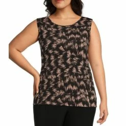 Cheapest 💯 Investments Plus Size Soft Separates Blocked Etchings Print Reversible Scoop To Crew Neck Sleeveless Top 😀 -Investments Shop unnamed file 1722
