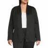 Discount 🔔 Investments Plus Size Signature Ponte Long Sleeve Black White Crosshatch Open Front Jacket Black/white Crosshatch 🤩