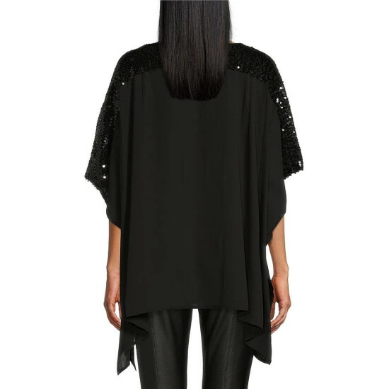 Brand new 👍 Slim Factor By Investments 3/4 Sleeve Sequin Yoke Tunic Black ✔️ 2 Brand new 👍 Slim Factor By Investments 3/4 Sleeve Sequin Yoke Tunic Black ✔️ - Image 2