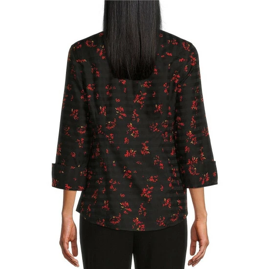 Best Sale ๐ Investments Taylor Gold Label Non-Iron Point Collar 3/4 Flip Cuff Sleeve Poppy Floral Print Hidden Button Front ๐ Shirt ๐ 2 Best Sale ๐ Investments Taylor Gold Label Non-Iron Point Collar 3/4 Flip Cuff Sleeve Poppy Floral Print Hidden Button Front ๐ Shirt ๐ - Image 2
