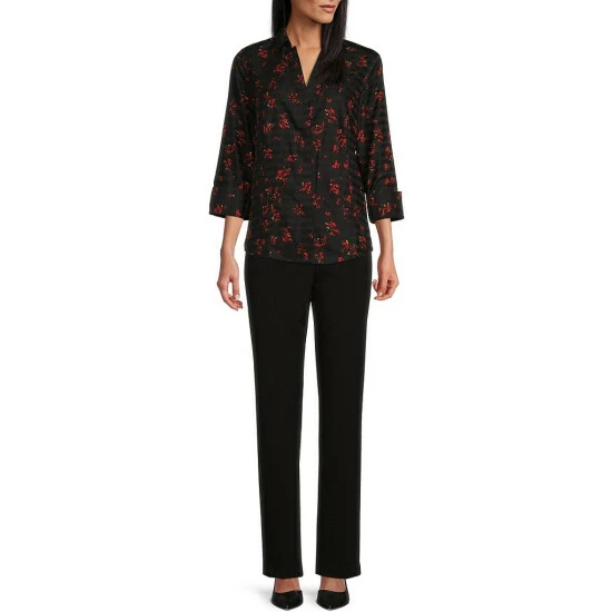 Best Sale ๐ Investments Taylor Gold Label Non-Iron Point Collar 3/4 Flip Cuff Sleeve Poppy Floral Print Hidden Button Front ๐ Shirt ๐ 3 Best Sale ๐ Investments Taylor Gold Label Non-Iron Point Collar 3/4 Flip Cuff Sleeve Poppy Floral Print Hidden Button Front ๐ Shirt ๐ - Image 3