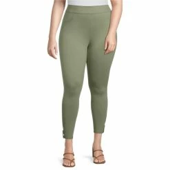Top 10 ⭐ Slim Factor By Investments Plus Size Sage Classic Waist Cropped Button Ponte Leggings 😉