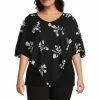 Brand new 🤩 Slim Factor By Investments Plus Size Woven Keyhole V-Neck 3/4 Sleeve Scattered Floral Print Poncho Top 🌟