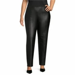 Promo ๐ Slim Factor By Investments Plus Size No Waist ๐งฅ Coated Ponte Slim Straight Pants Mole ๐