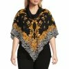 Coupon 🎁 Slim Factor By Investments Plus Size Cowl Neck 3/4 Sleeve Zebra Print Poncho Barque Zebra 🔥