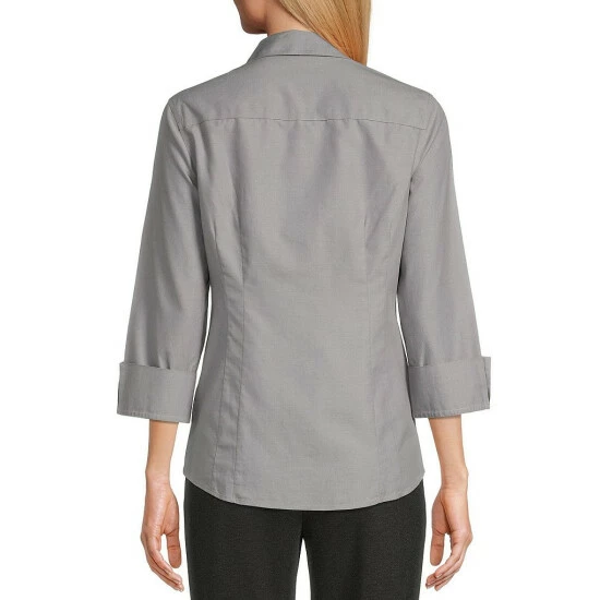 Top 10 ๐คฉ Investments Taylor Gold Label Non-Iron Y-Neck 3/4 Flip Cuff Sleeve Button Front ๐ Shirt Silver ๐ฏ 2 Top 10 ๐คฉ Investments Taylor Gold Label Non-Iron Y-Neck 3/4 Flip Cuff Sleeve Button Front ๐ Shirt Silver ๐ฏ - Image 2