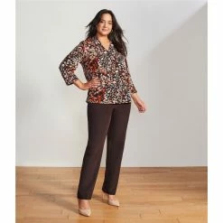 Best Pirce ❤️ Investments Plus Size Caroline Signature V-Neck 3/4 Sleeve Dotted Movements Print Button Front Top 🤩 -Investments Shop unnamed file 1831