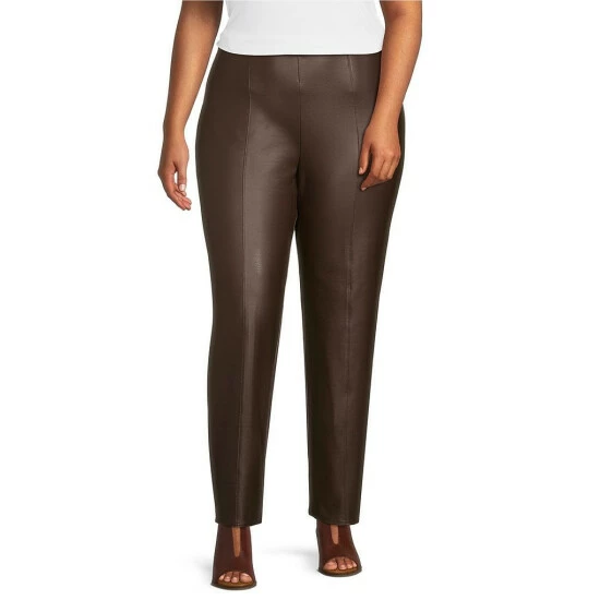 Promo 🌟 Slim Factor By Investments Plus Size No Waist 🧥 Coated Ponte Slim Straight Pants Mole 🎉 4 Promo 🌟 Slim Factor By Investments Plus Size No Waist 🧥 Coated Ponte Slim Straight Pants Mole 🎉 - Image 4