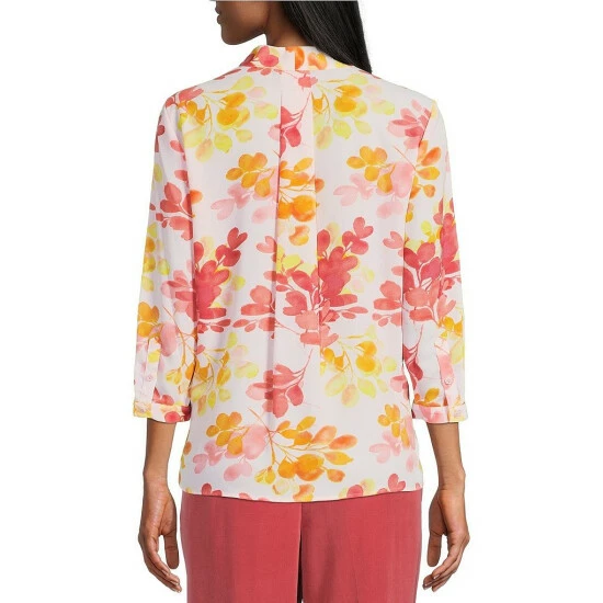New โ๏ธ Investments Petite Size Caroline Signature Floral Print Pop V-Neck 3/4 Sleeve Button Front Top Floral Pop ๐ฅฐ 2 New โ๏ธ Investments Petite Size Caroline Signature Floral Print Pop V-Neck 3/4 Sleeve Button Front Top Floral Pop ๐ฅฐ - Image 2