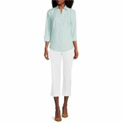 Best deal 😉 Investments Petite Size Taylor Gold Label Non Iron Point Collar 3/4 Sleeve Button Front 👚 Shirt Pale Pansy 💯 -Investments Shop unnamed file 1861