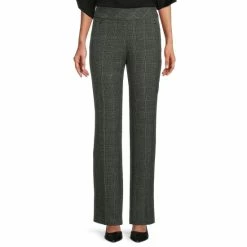 Promo β Investments The PARK AVE Fit Stretch Straight Leg Pull-On Plaid Tummy Panel Pants Black/white Plaid β¨