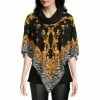Buy 🛒 Slim Factor By Investments Zebra Print Cowl Neck 3/4 Sleeve Layered Poncho Baroque Zebra 🔔