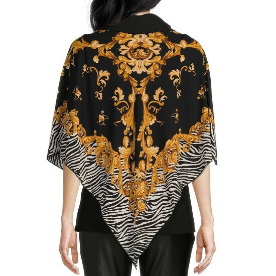 Buy ๐ Slim Factor By Investments Zebra Print Cowl Neck 3/4 Sleeve Layered Poncho Baroque Zebra ๐ 2 Buy ๐ Slim Factor By Investments Zebra Print Cowl Neck 3/4 Sleeve Layered Poncho Baroque Zebra ๐ - Image 2