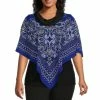 Hot Sale ✨ Slim Factor By Investments Plus Size Cowl Neck 3/4 Sleeve Paisley Print Poncho ⭐
