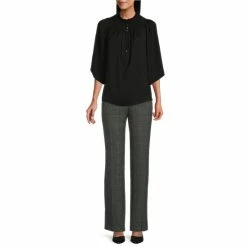 Promo ⭐ Investments The PARK AVE Fit Stretch Straight Leg Pull-On Plaid Tummy Panel Pants Black/white Plaid ✨ -Investments Shop unnamed file 189