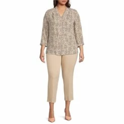Cheapest ✔️ Investments Plus Size Caroline Signature V-Neck 3/4 Sleeve Serene Leopard Print Button Front Top 🎉 -Investments Shop unnamed file 1898