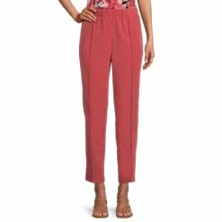 Coupon 🤩 Investments Modal Straight Leg Pull-On Coordinating Ankle Pants Earth Red 😉