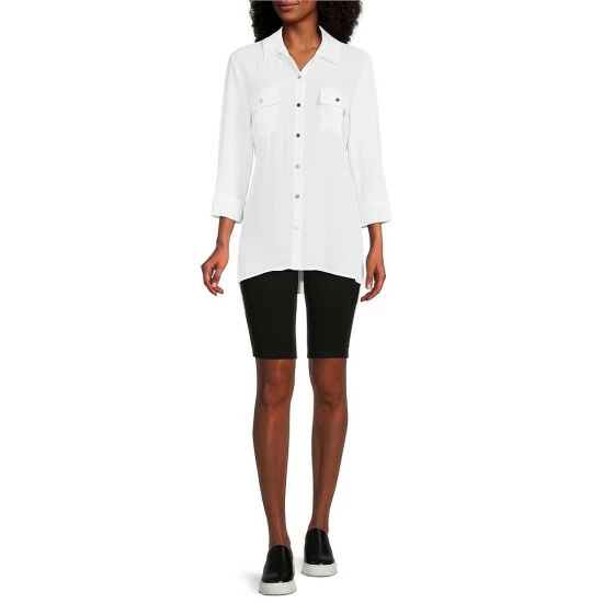 Buy 👏 Slim Factor By Investments Wide Waist Ponte Geometric Print Side Trim Pull-On Bermuda Shorts Black ✨ 3 Buy 👏 Slim Factor By Investments Wide Waist Ponte Geometric Print Side Trim Pull-On Bermuda Shorts Black ✨ - Image 3