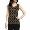 Best deal 😍 Investments Petite Size Soft Separates Hexagon Geo Print Reversible Scoop To Crew Neck Sleeveless Top ⌛