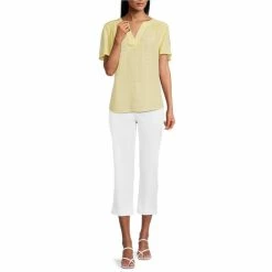 Hot Sale ❤️ Investments Woven Short Sleeve Pleated Split V-Neck Top Pale Banana ⭐ 8 Hot Sale ❤️ Investments Woven Short Sleeve Pleated Split V-Neck Top Pale Banana ⭐ -Investments Shop unnamed file 1932