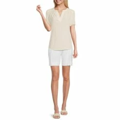 Hot Sale ❤️ Investments Woven Short Sleeve Pleated Split V-Neck Top Pale Banana ⭐ 11 Hot Sale ❤️ Investments Woven Short Sleeve Pleated Split V-Neck Top Pale Banana ⭐ -Investments Shop unnamed file 1935