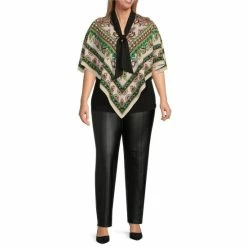 Top 10 🔔 Slim Factor By Investments Plus Size Paisley Print 3/4 Sleeve V- Neck Tie Poncho Cream Paisley 😍 -Investments Shop unnamed file 1944